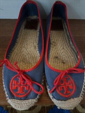 Tory Burch-Women’s Navy and Red Espadrille Ballet Flats